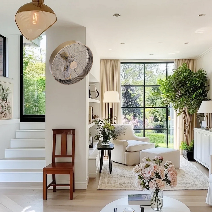 ZEVENTI - Wandventilator FANNY 50W/230V Ø 45 cm bronskleurig + afstandsbediening