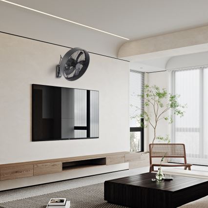 ZEVENTI - Wandventilator FANNY 50W/230V zwart + afstandsbediening