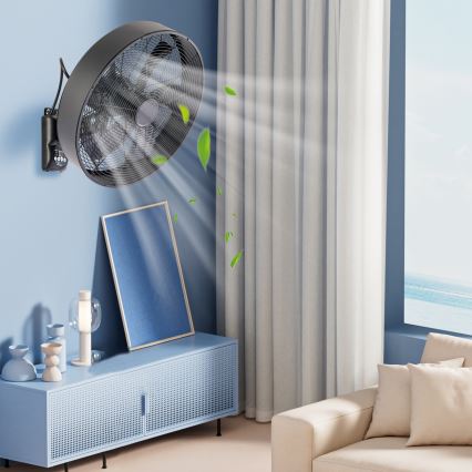 ZEVENTI - Wandventilator FANNY 50W/230V zwart + afstandsbediening