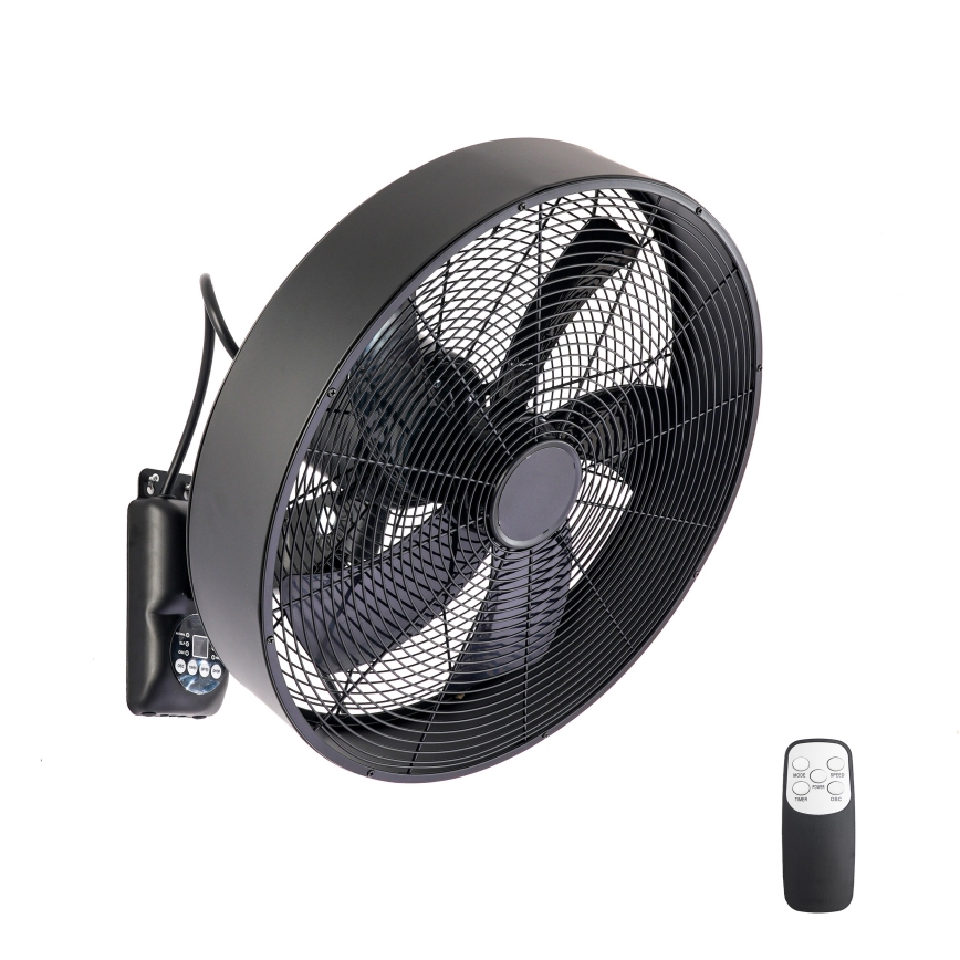 ZEVENTI - Wandventilator FANNY 50W/230V zwart + afstandsbediening