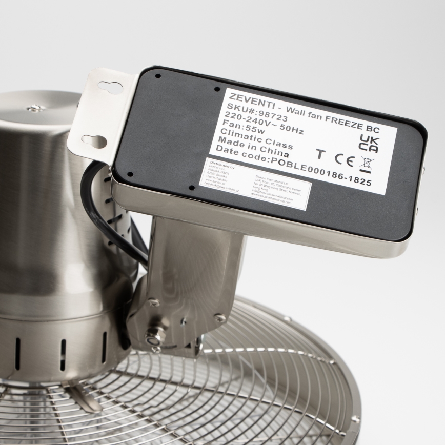 ZEVENTI - Wandventilator FREEZE 50W/230V diameter 40 cm mat chroom + afstandsbediening