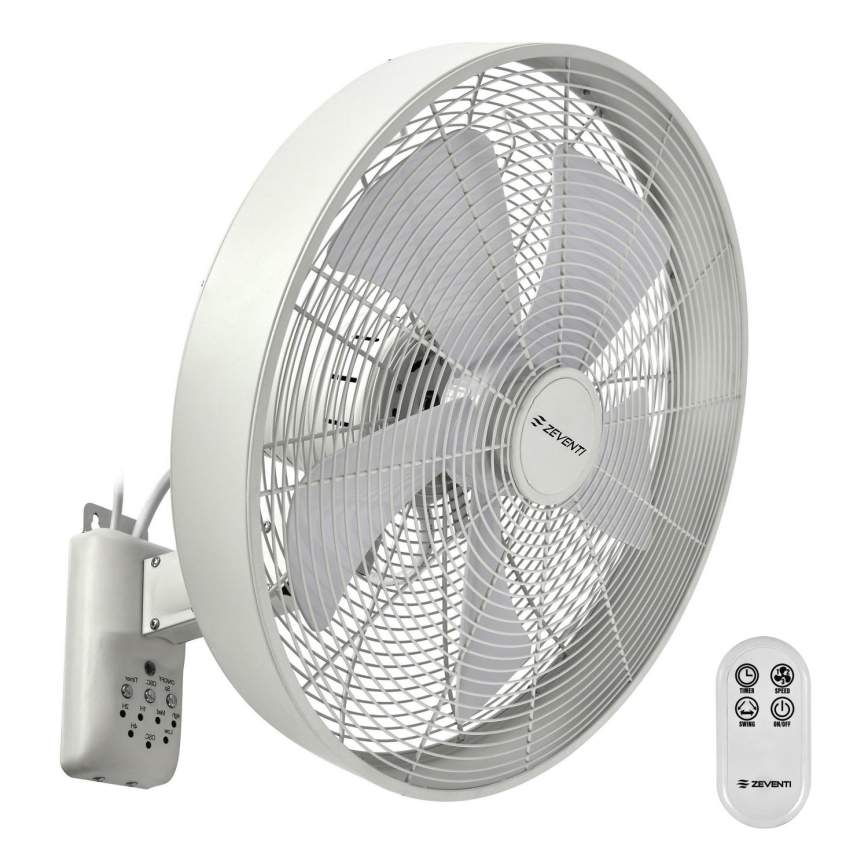 ZEVENTI - Wandventilator FREEZE 50W/230V diameter 40 cm wit + afstandsbediening