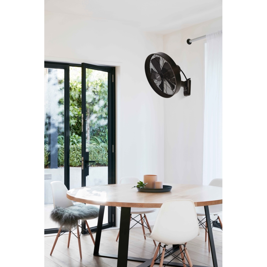 ZEVENTI - Wandventilator FREEZE 50W/230V diameter 40 cm zwart/bruin + afstandsbediening
