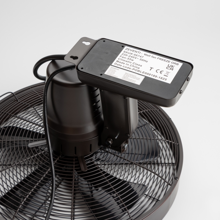 ZEVENTI - Wandventilator FREEZE 50W/230V diameter 40 cm zwart/bruin + afstandsbediening