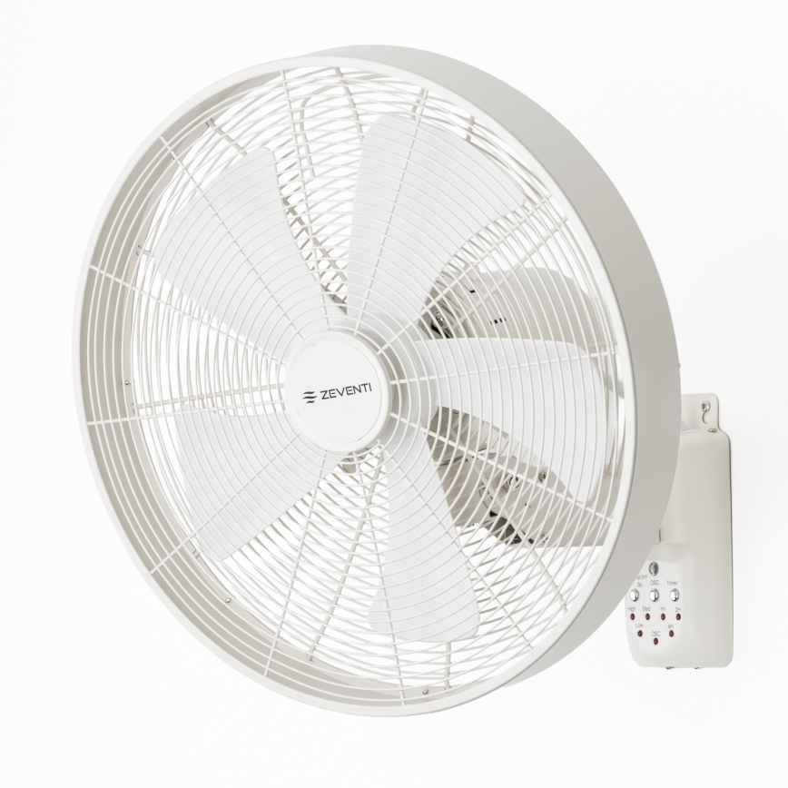 ZEVENTI - Wandventilator FREEZE 50W/230V Ø 45 cm wit + afstandsbediening