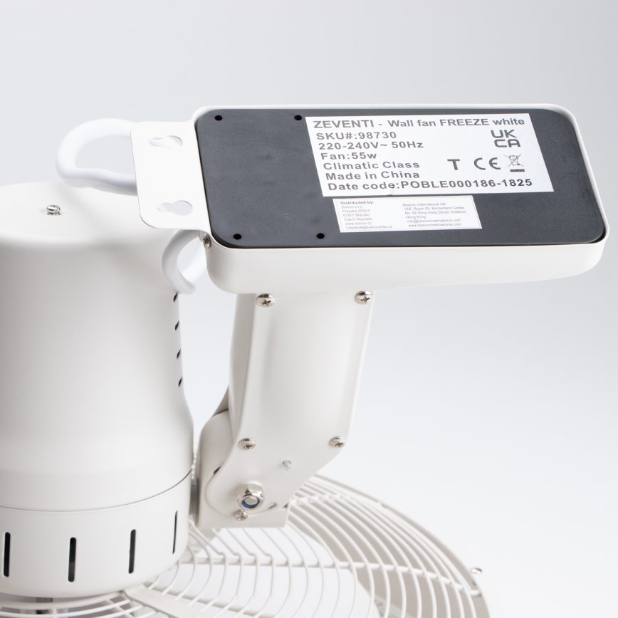ZEVENTI - Wandventilator FREEZE 50W/230V Ø 45 cm wit + afstandsbediening
