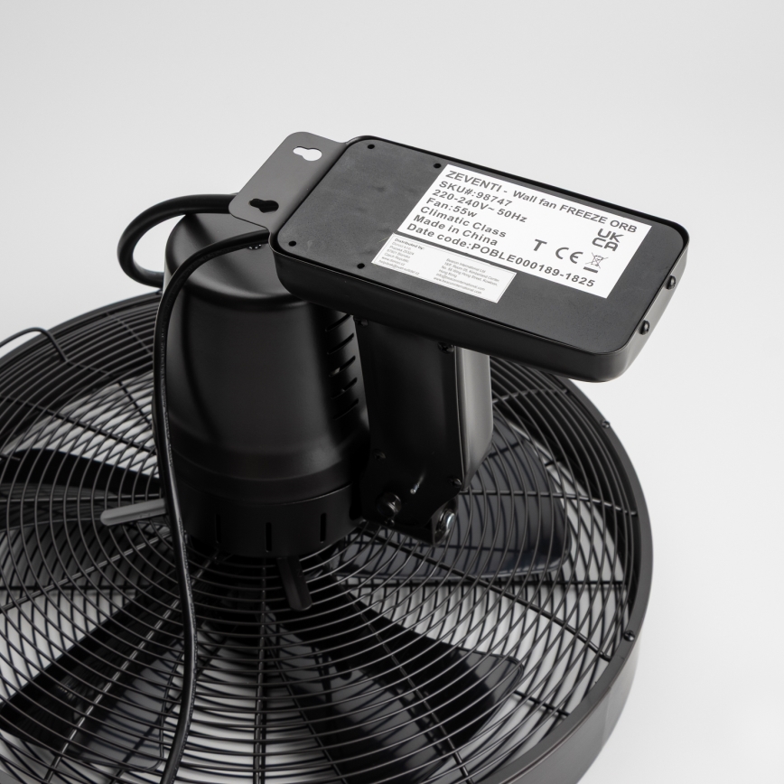ZEVENTI - Wandventilator FREEZE 50W/230V Ø 45 cm zwart + afstandsbediening