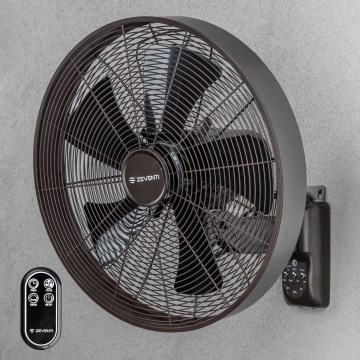 ZEVENTI - Wandventilator FREEZE 50W/230V Ø 45 cm zwart/bruin + afstandsbediening