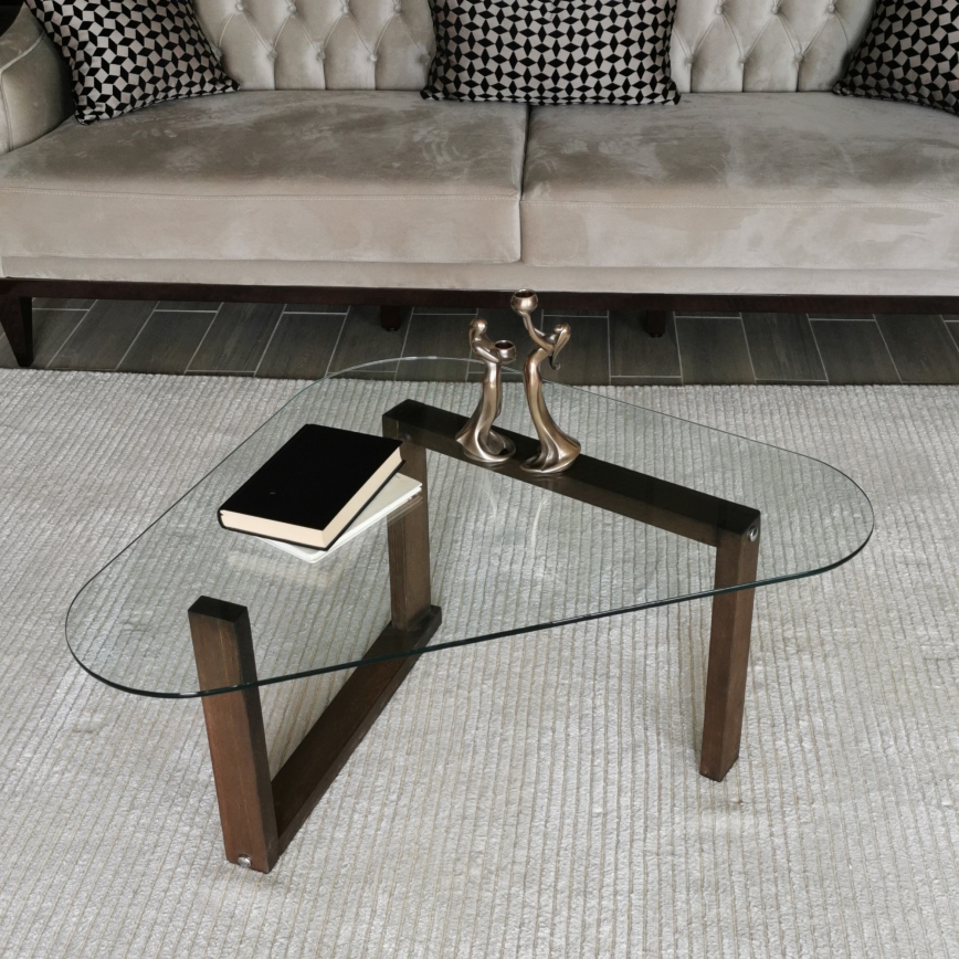 Zijtafel CAM 41x96 cm bruin/doorzichtig