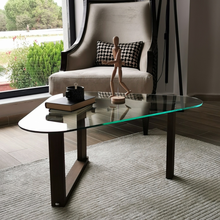 Zijtafel CAM 41x96 cm bruin/doorzichtig