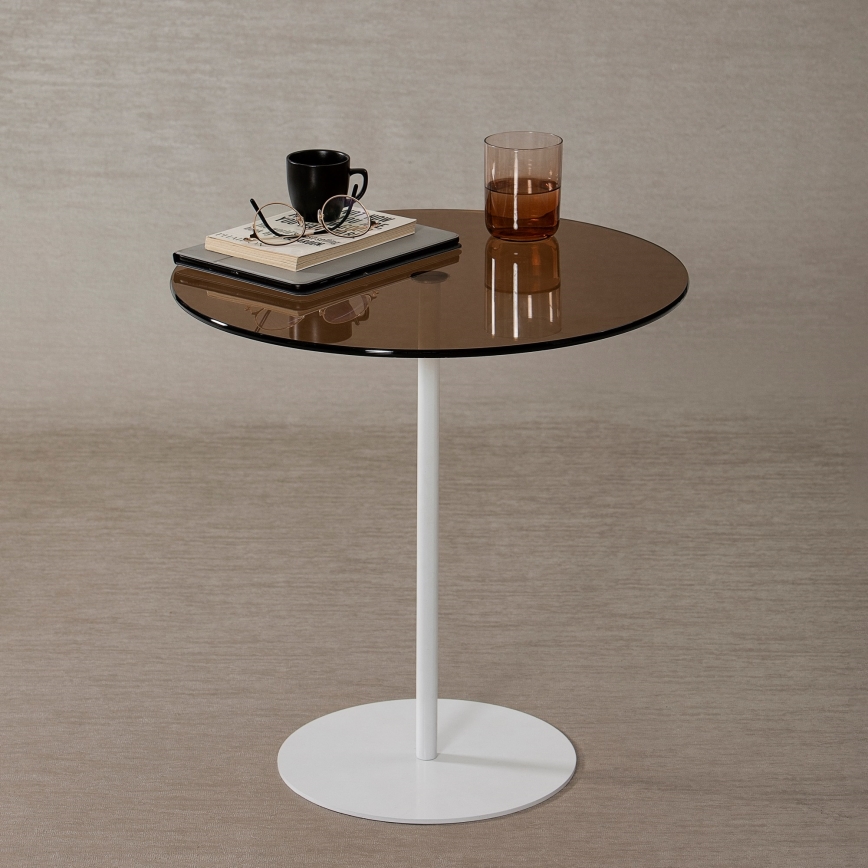 Zijtafel CHILL 50x50 cm wit/brons
