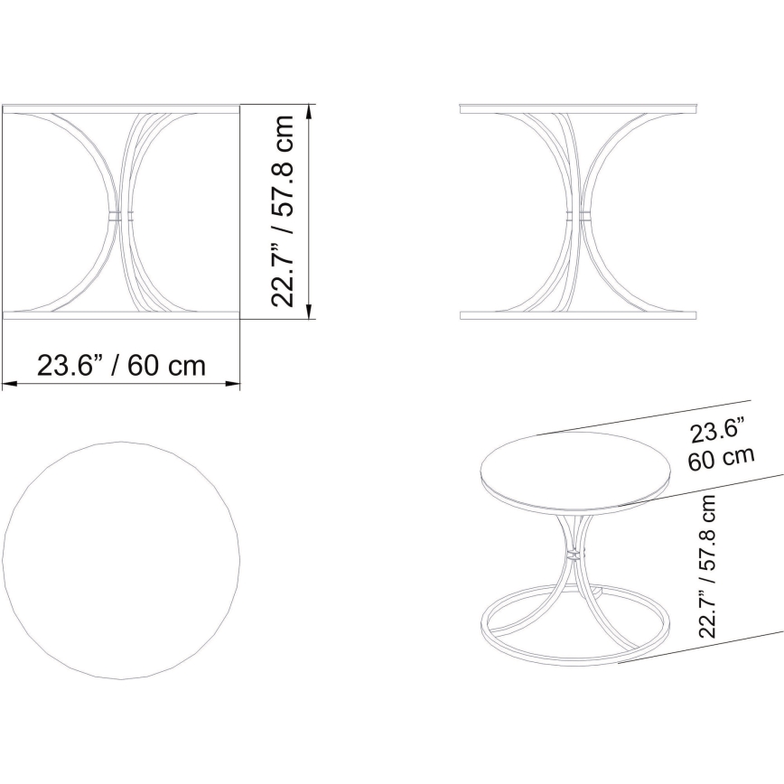 Zijtafel CORLEAONE 57,8x60 cm zwart
