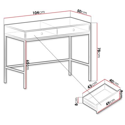 Zijtafel MONO 78x104 cm beige/zwart