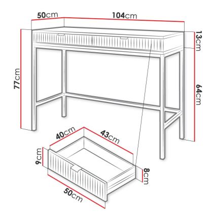 Zijtafel NOVA 77x104 cm zwart