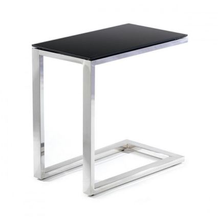 Zijtafel STIVAR 30x50 cm glanzend chroom/zwart
