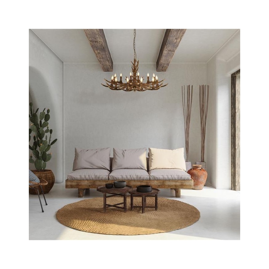 Zoeklicht - Kroonluchter aan ketting STAG 12xE14/40W/230V gewei