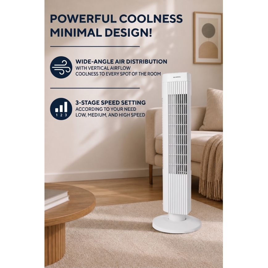 Zuilventilator 50W/230V wit