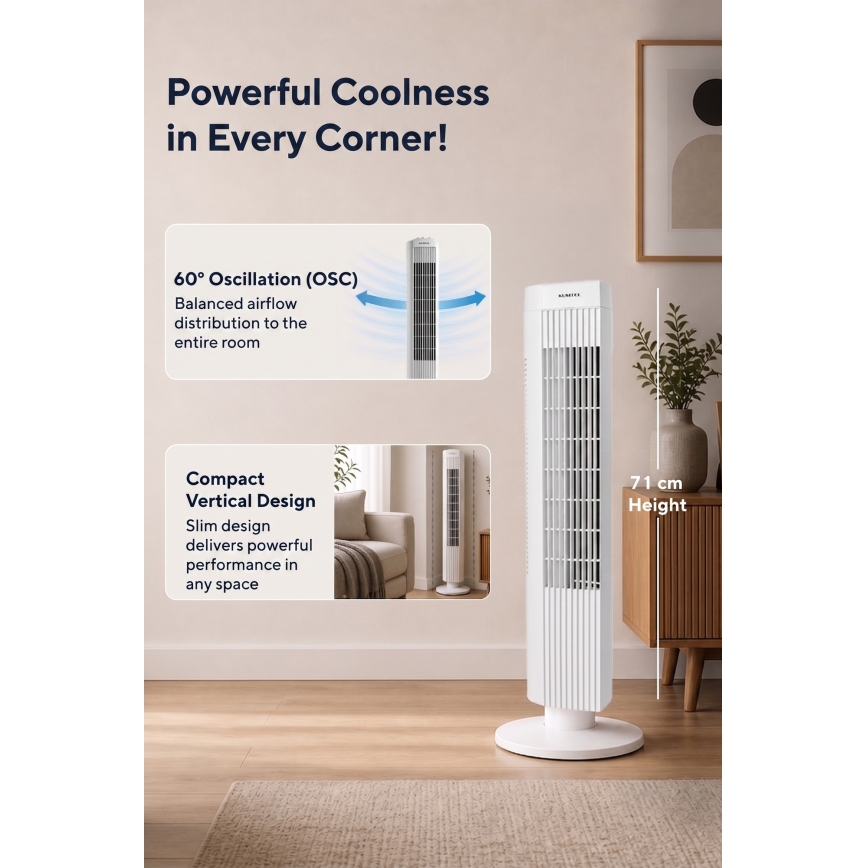 Zuilventilator 50W/230V wit