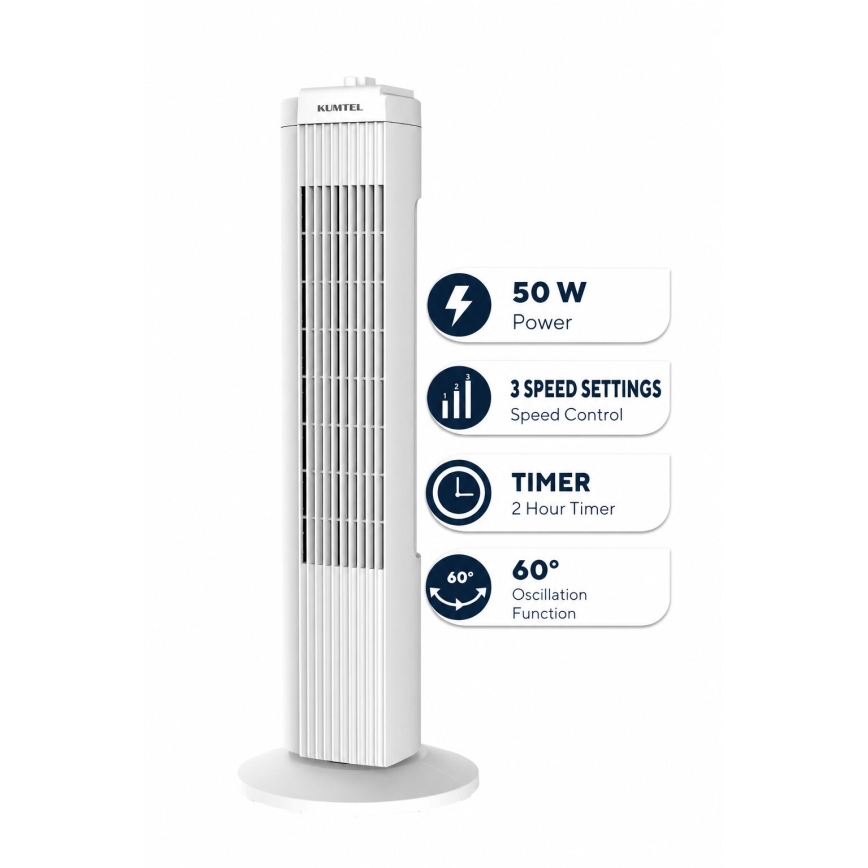 Zuilventilator 50W/230V wit