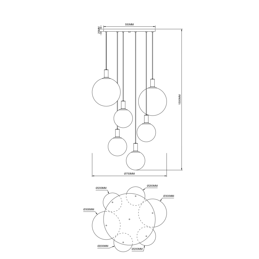 Zuma Line - Hanglamp aan kabel 6xE27/25W/230V Ø 75 cm goud/zwart