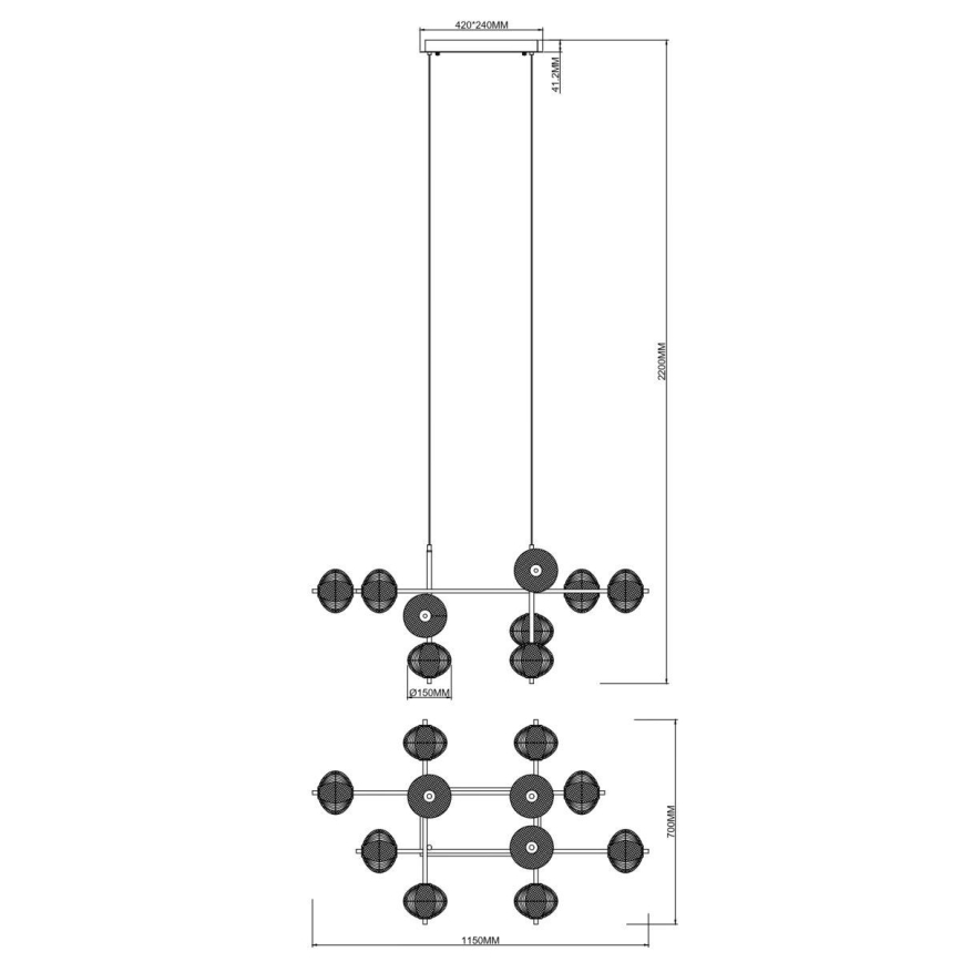 Zuma Line - LED-kroonluchter aan kabel LED/63W/230V goudkleurig