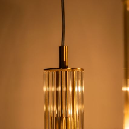 Zuma Line - Goudkleurige hanglamp met kabel 3xE14/7W/230V