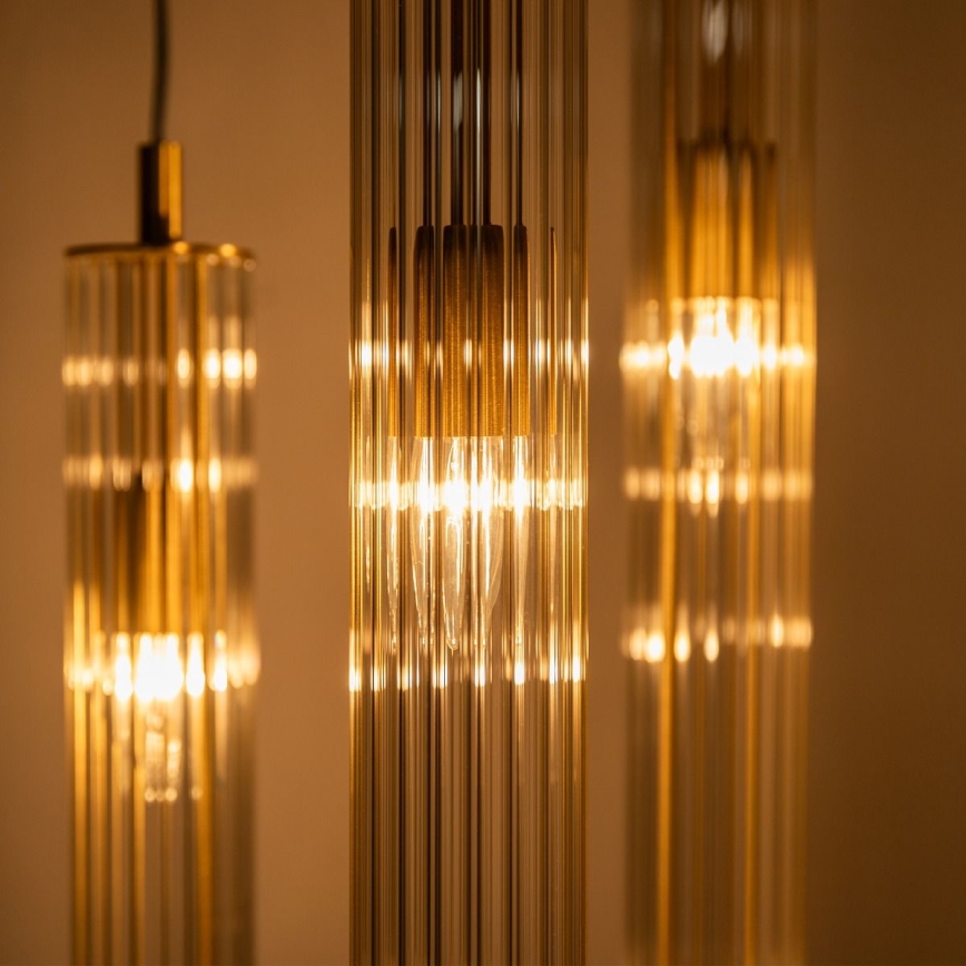 Zuma Line - Goudkleurige hanglamp met kabel 3xE14/7W/230V