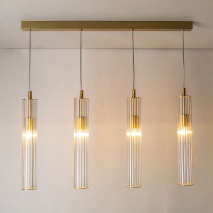 Zuma Line - Hanglamp aan kabel, 4x E14/7W/230V, goudkleurig