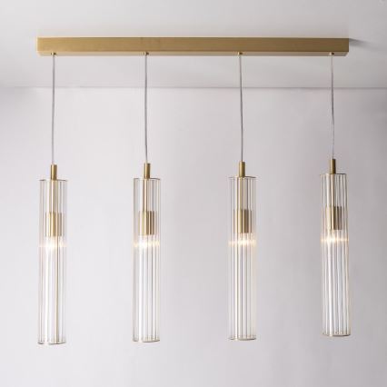 Zuma Line - Hanglamp aan kabel, 4x E14/7W/230V, goudkleurig