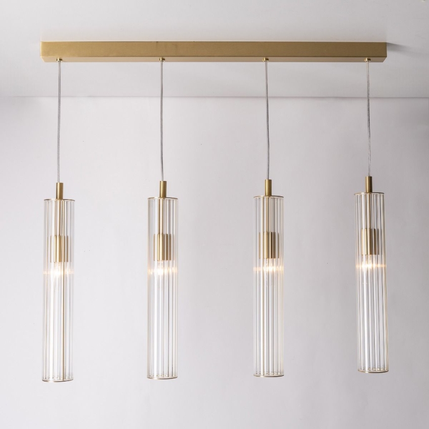 Zuma Line - Hanglamp aan kabel, 4x E14/7W/230V, goudkleurig