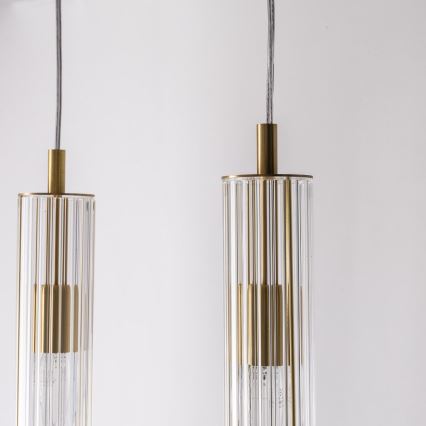 Zuma Line - Hanglamp aan kabel, 4x E14/7W/230V, goudkleurig