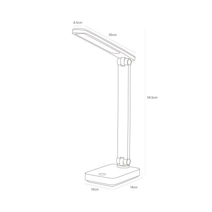 Zuma Line - LED Oplaadbaar tafellamp LED/8W/1200 mAh 3000/4500/6000K CRI 90 wit