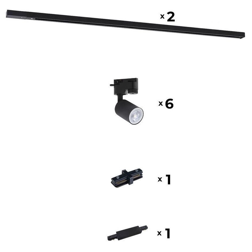 Zuma Line - Spot voor een rail Systeem 6xGU10/10W/230V zwart + rail accessoires
