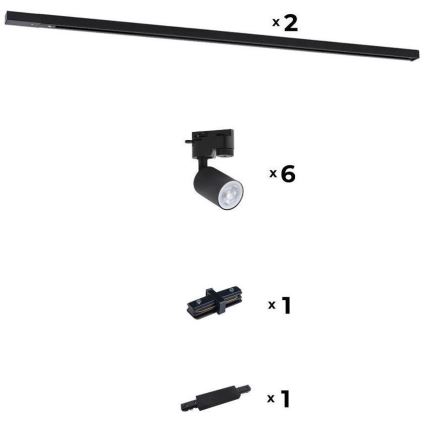 Zuma Line - Inbouwspot voor railsysteem 6xGU10/10W/230V zwart + railaccessoires