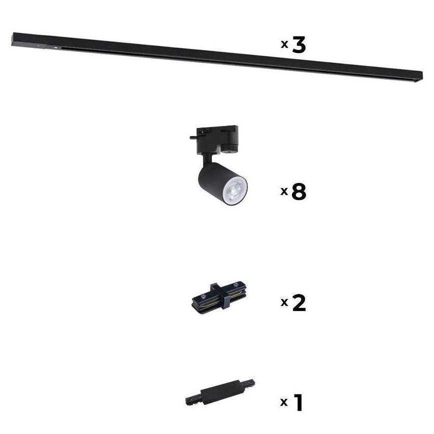 Zuma Line - Spot voor een rail Systeem 8xGU10/10W/230V zwart + rail accessoires
