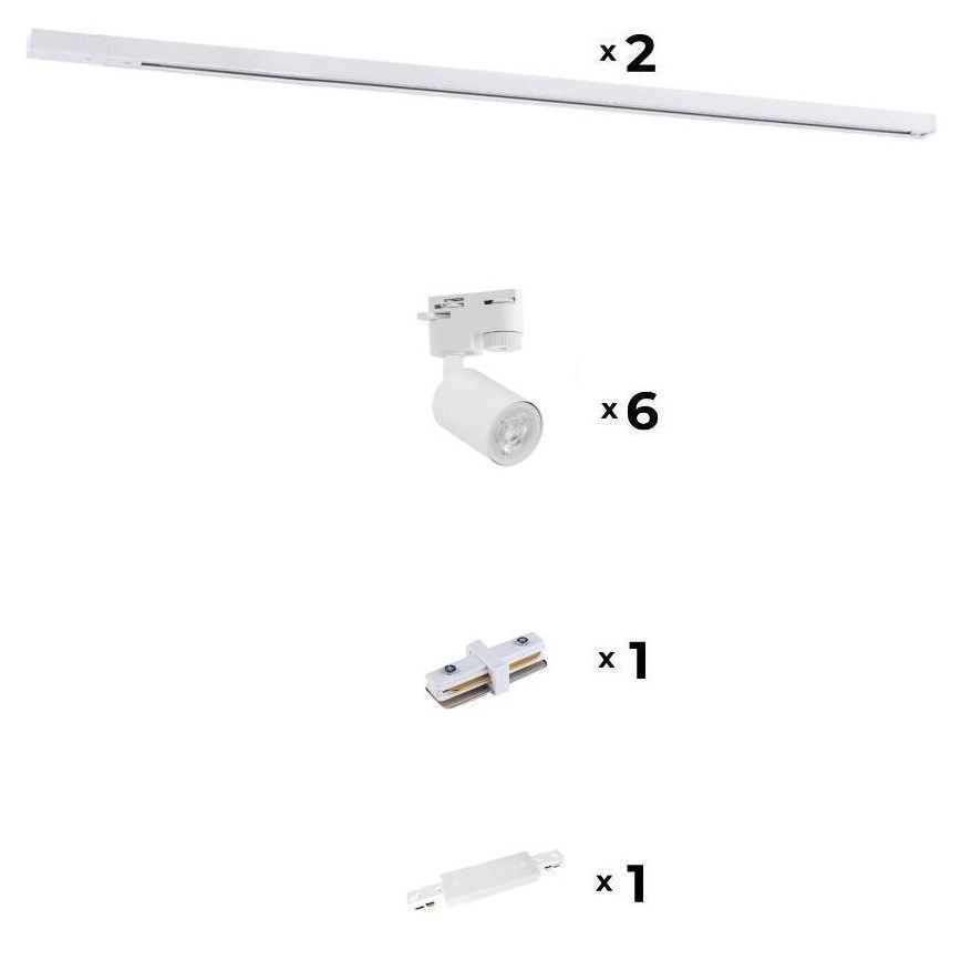 Zuma Line - Spot voor een rail Systeem 6xGU10/10W/230V wit + rail accessoires