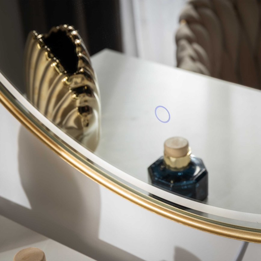 Zuma Line - LED badkamerspiegel met achtergrondverlichting, 36W, 230V, 3000/4000/6000K, Ø 80 cm, IP44, goudkleurig