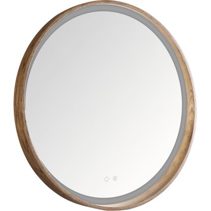 Zuma Line - LED-badkamerspiegel met verwarming en LED-achterverlichting 36W/230V, instelbare kleurtemperatuur 3000/4000/6000K, Ø 80 cm, IP44, eiken