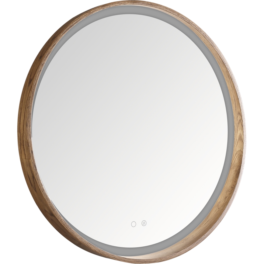 Zuma Line - LED-badkamerspiegel met verwarming en LED-achterverlichting 36W/230V, instelbare kleurtemperatuur 3000/4000/6000K, Ø 80 cm, IP44, eiken