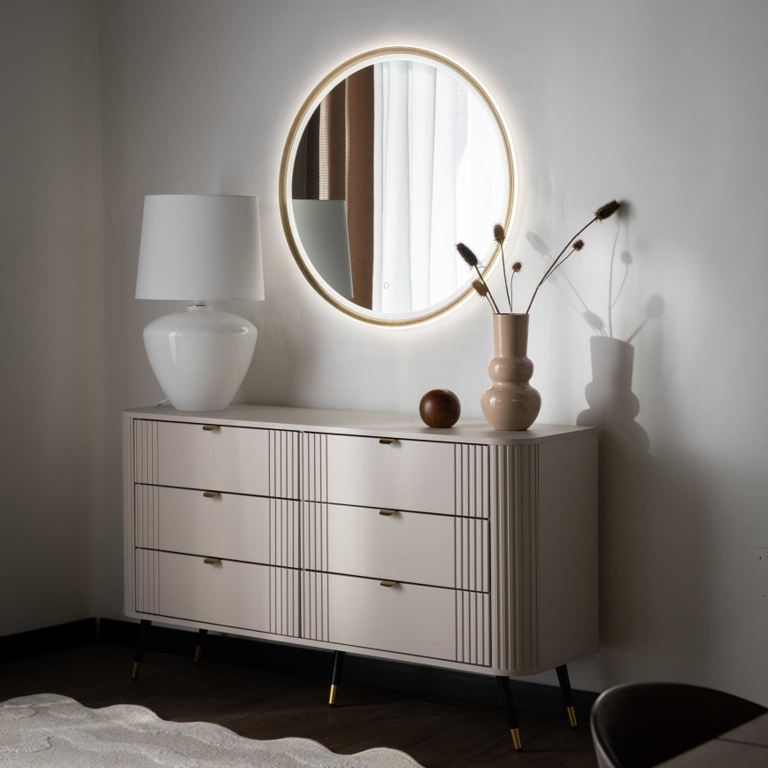 Zuma Line - LED-wandspiegel voor de badkamer met LED-achterverlichting/36W/230V 3000/4000/6000K Ø 80 cm IP44 messing