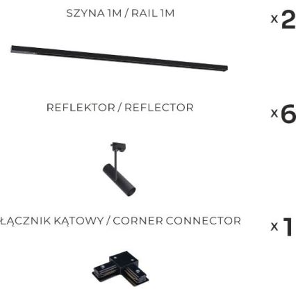 Zuma Line - Настінний світильник в стельовій системі 6xGU10/35W/230V чорний