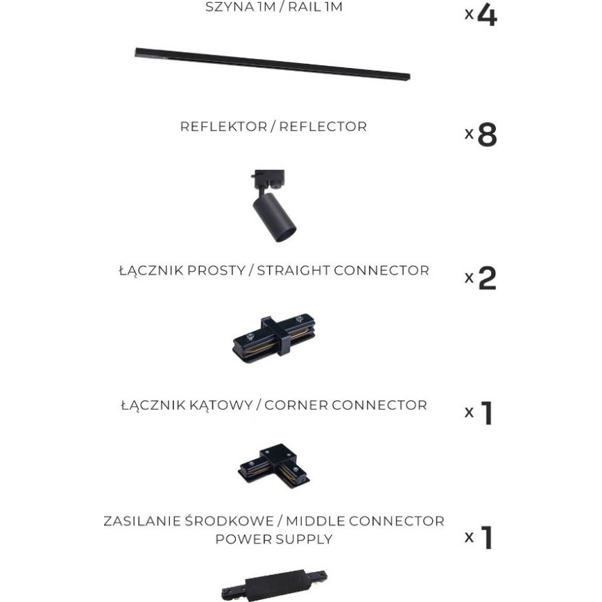 Zuma Line - Spotarmatuur voor railsysteem 8xGU10/35W/230V zwart