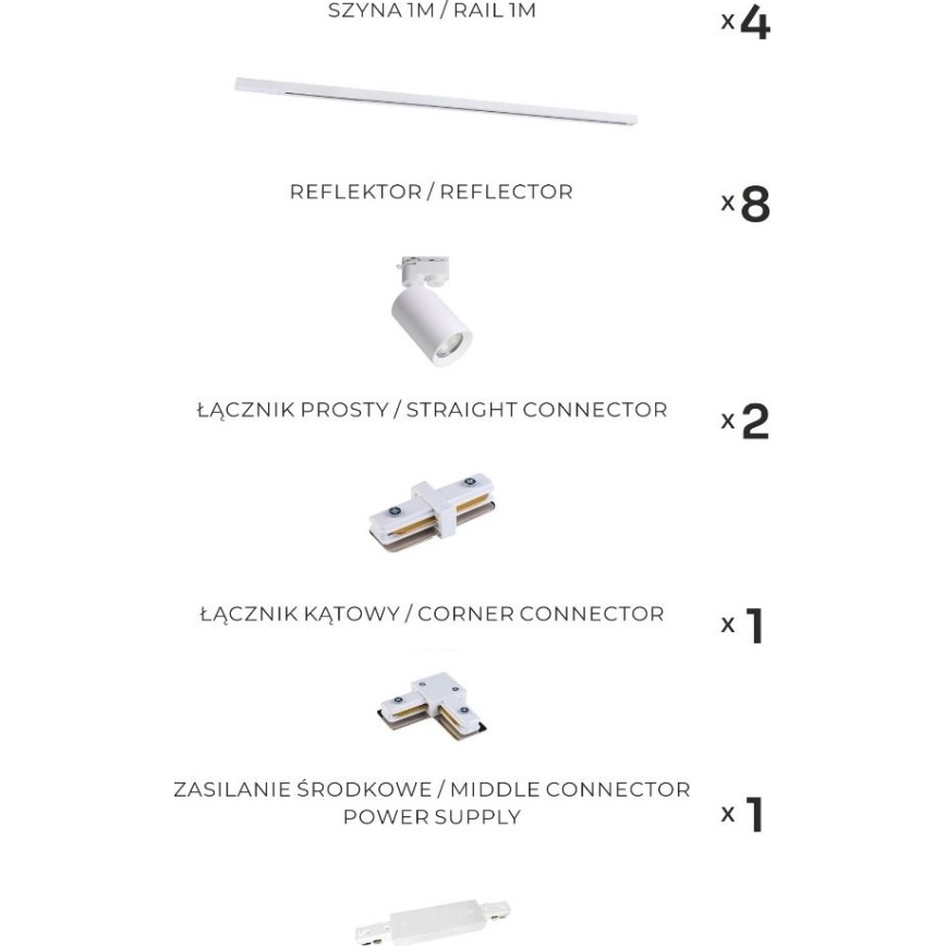 Zuma Line - Spotarmatuur voor railsysteem 8xGU10/35W/230V wit