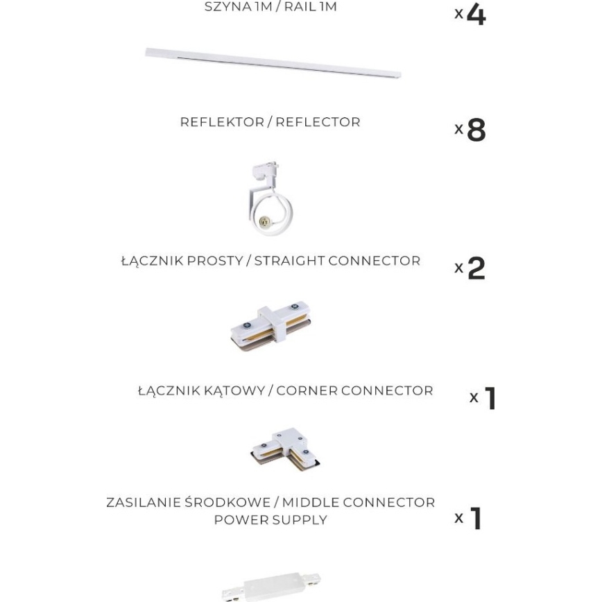 Zuma Line - Railspot 8xGU10/15W/230V wit