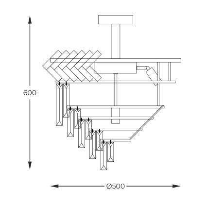 Zuma Line - Hanglamp met vaste pendel 9xE14/40W/230V goud