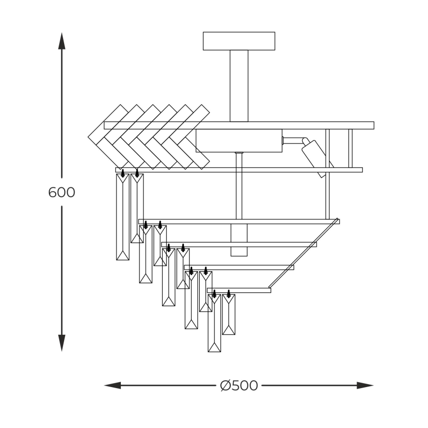 Zuma Line - Hanglamp met vaste pendel 9xE14/40W/230V goud