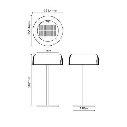 Zuma Line - LED Dimbare Solar Oplaadbare Tafellamp LED/2,5W/2000 mAh IP44 zwart