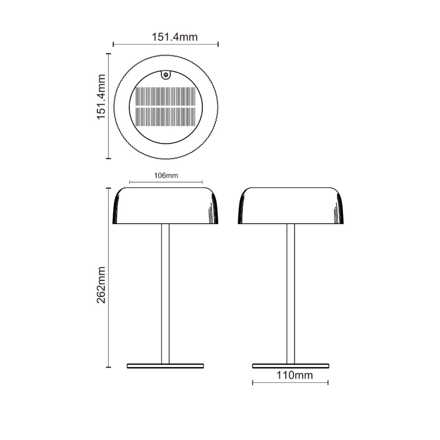 Zuma Line - LED Dimbare Solar Oplaadbare Tafellamp LED/2,5W/2000 mAh IP44 zwart