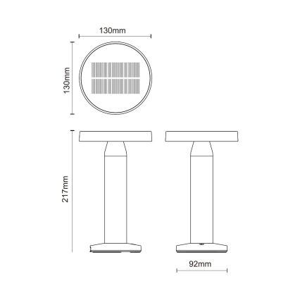Zuma Line - LED Dimbaar zonne- oplaadbaar tafellamp LED/2W/2000 mAh IP44 zwart
