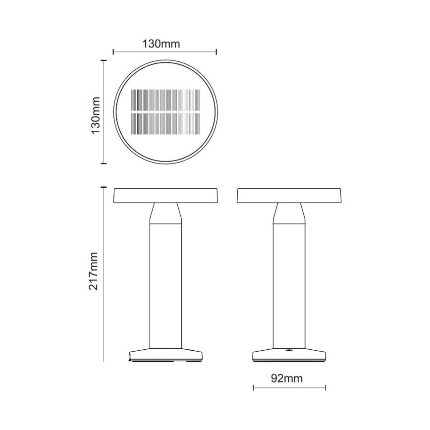 Zuma Line - LED Dimbaar zonne- oplaadbaar tafellamp LED/2W/2000 mAh IP44 zwart